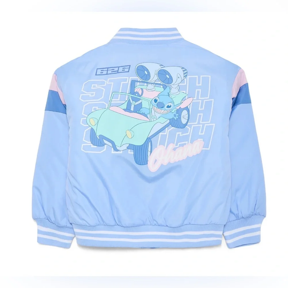 NWT Lilo & Stitch Girls Bomber Jacket, Sizes 4-5